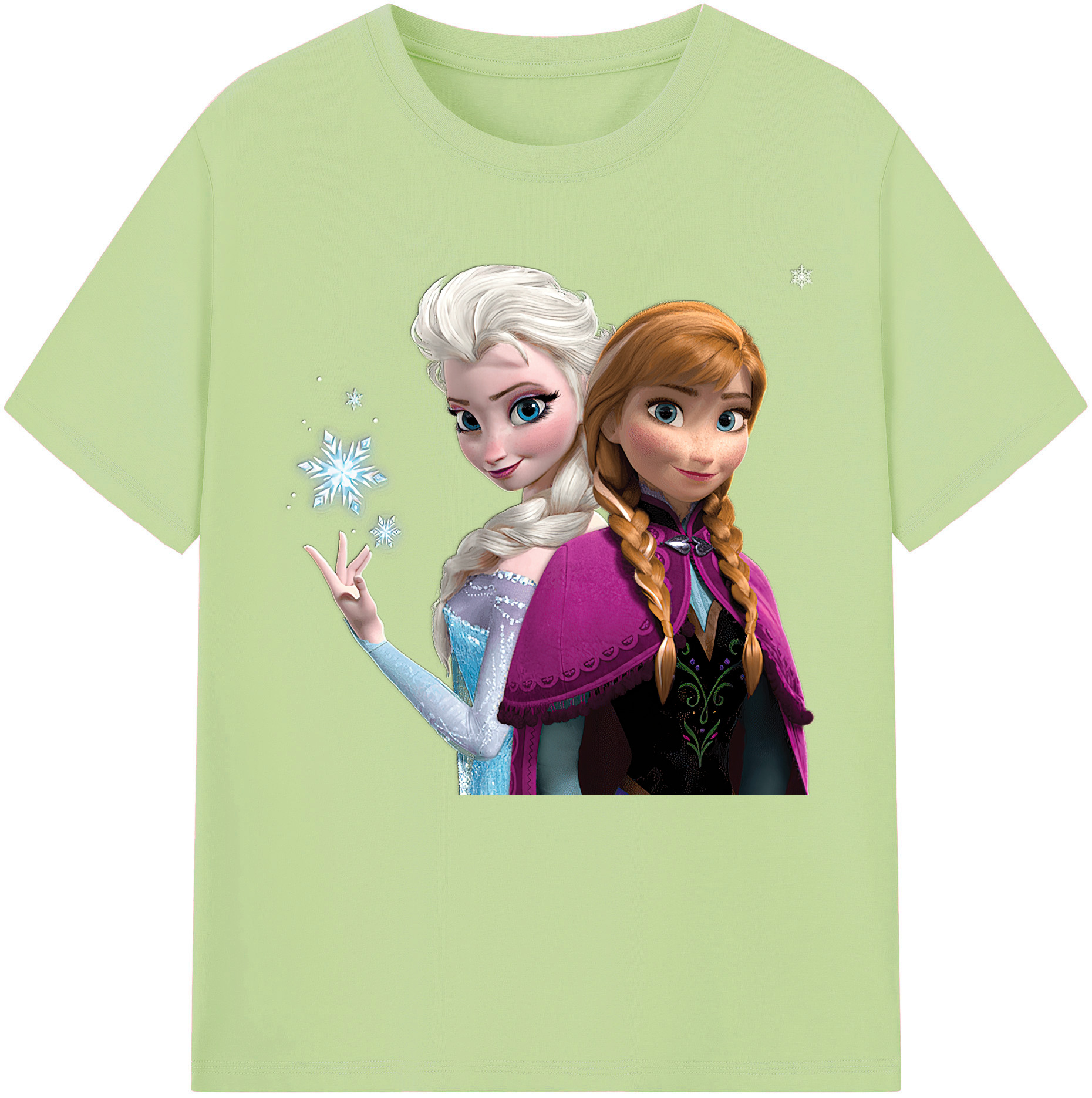 （画像用） アナと雪の女王 アンナ エルサ Frozen Anna Elsa 綿100％半袖Tシャツ（フロントプリント）